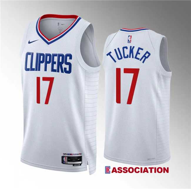 Mens Los Angeles Clippers #17 P.j. Tucker White Association Edition Stitched Jersey Dzhi